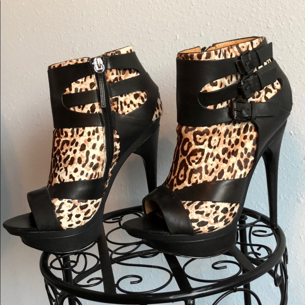L.A.M.B leather and calf hair booties